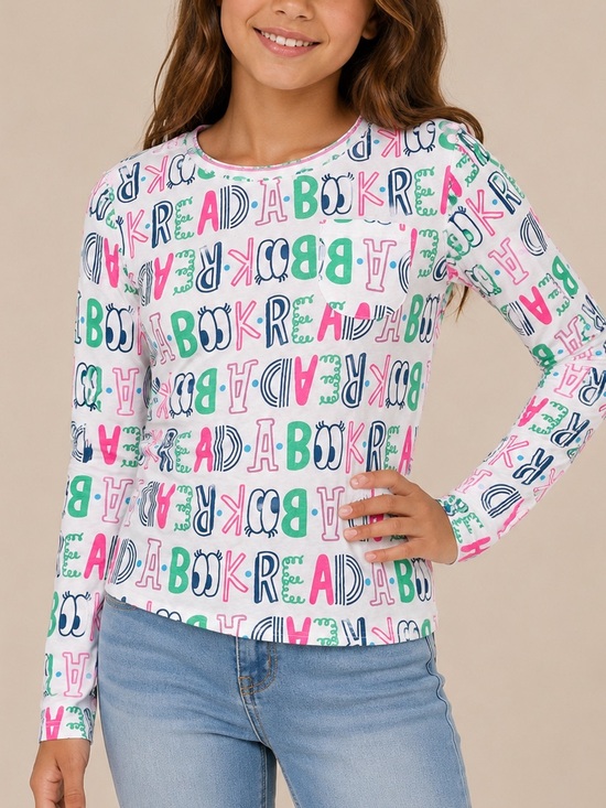Spotted Zebra Other - NWOT Spotted Zebra Girls' Long Sleeve 'Read a Book' Graphic Tee - White Multi